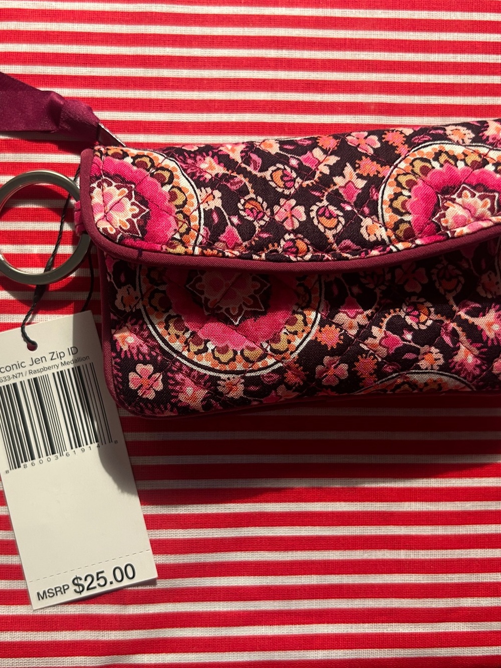 Vera Bradley Pink Raspberry Medallion Quilted Wristlet